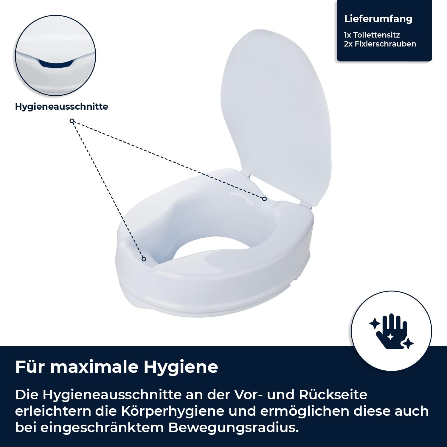 Toilettensitzerhöhung 15 cm ohne Armlehne