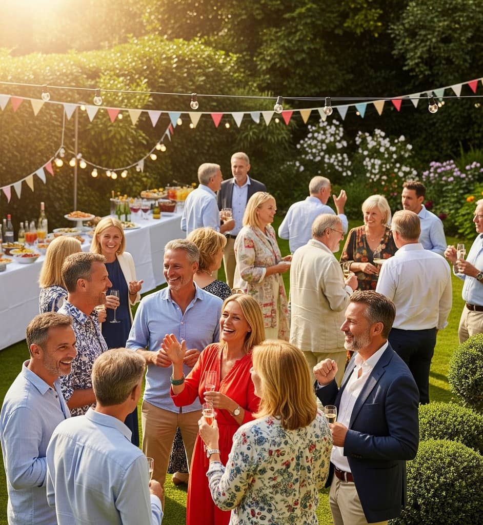 Gartenparty einer Community (erstellt mit KI) - ©Altersgerecht Modernisieren