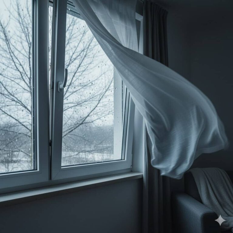 Kalter Luftzug durch ein gekipptes Fenster (erstellt mit KI) - ©Altersgerecht Modernisieren