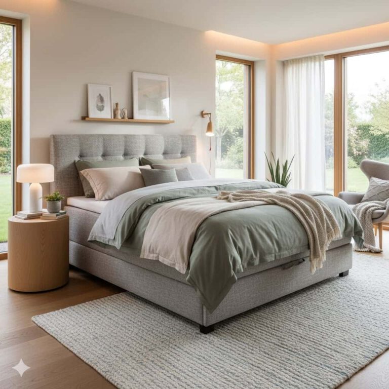 Premium Seniorenbett in einem modernen und eleganten Schlafzimmer (erstellt mit KI) - ©Altersgerecht Modernisieren