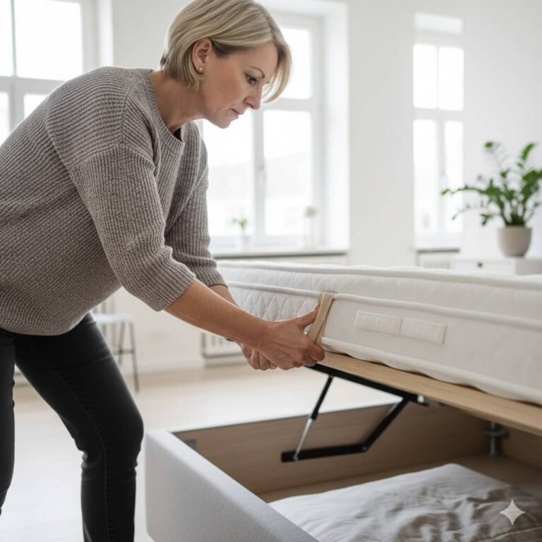 Seniorenbett mit Bettkasten und manueller Öffnung (erstellt mit KI) - ©Altersgerecht Modernisieren