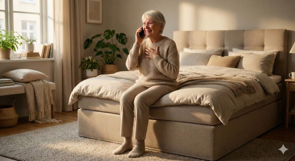 Visualisierung der emotionalen Geschichte von Mozart Bett (erstellt mit KI) - ©Altersgerecht Modernisieren