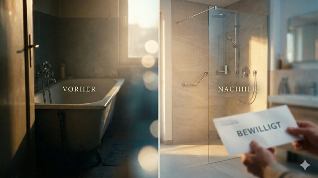 Beispiel einer förderfähigen Umbaumaßnahme im Badezimmer - ©Altersgerecht Modernisieren