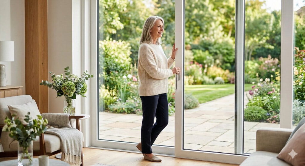 Bodentiefe Fenster mit Schiebetür zum Garten - ©Altersgerecht Modernisieren