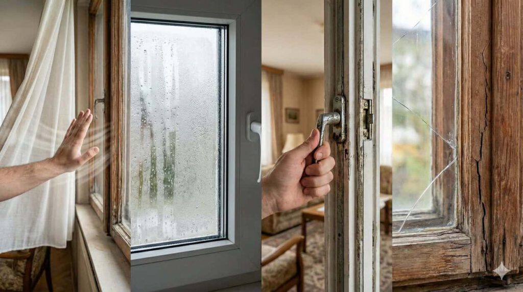 Die Anzeichen für ein defektes Fenster (erstellt mit KI) – ©Altersgerecht Modernisieren