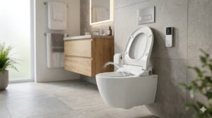 Dusch-WC in einem modernen Eigenheim (erstellt mit KI) – ©Altersgerecht Modernisieren