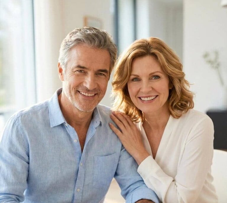 Glückliches Ehepaar im Eigenheim auf der Couch (erstellt mit KI) - ©Altersgerecht Modernisieren