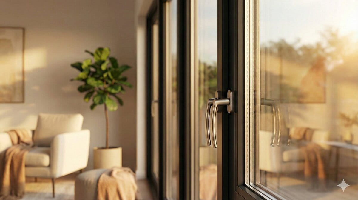 Neue Fenster in einem hochwertigen Wohnzimmer (erstellt mit KI) – ©Altersgerecht Modernisieren