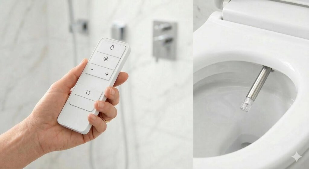 Symbolbild für die Bedienung eines Dusch WCs (erstellt mit KI) – ©Altersgerecht Modernisieren