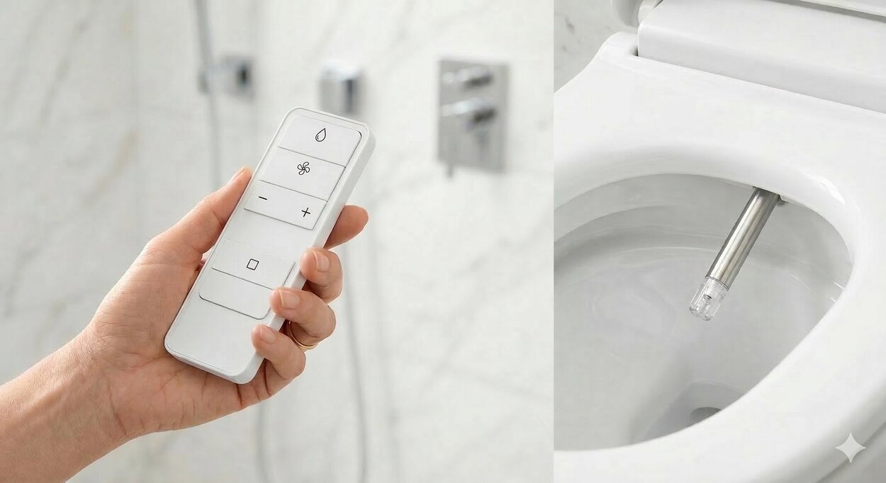 Symbolbild für die Bedienung eines Dusch WCs (erstellt mit KI) – ©Altersgerecht Modernisieren